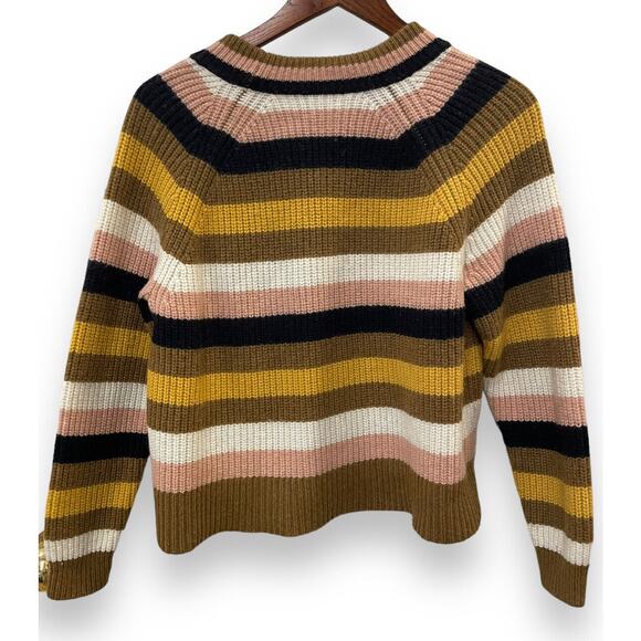 Madewell Tilden Merino Wool Blend Stripe Pullover Sweater Sz XS Chunky Knit - Picture 2 of 5